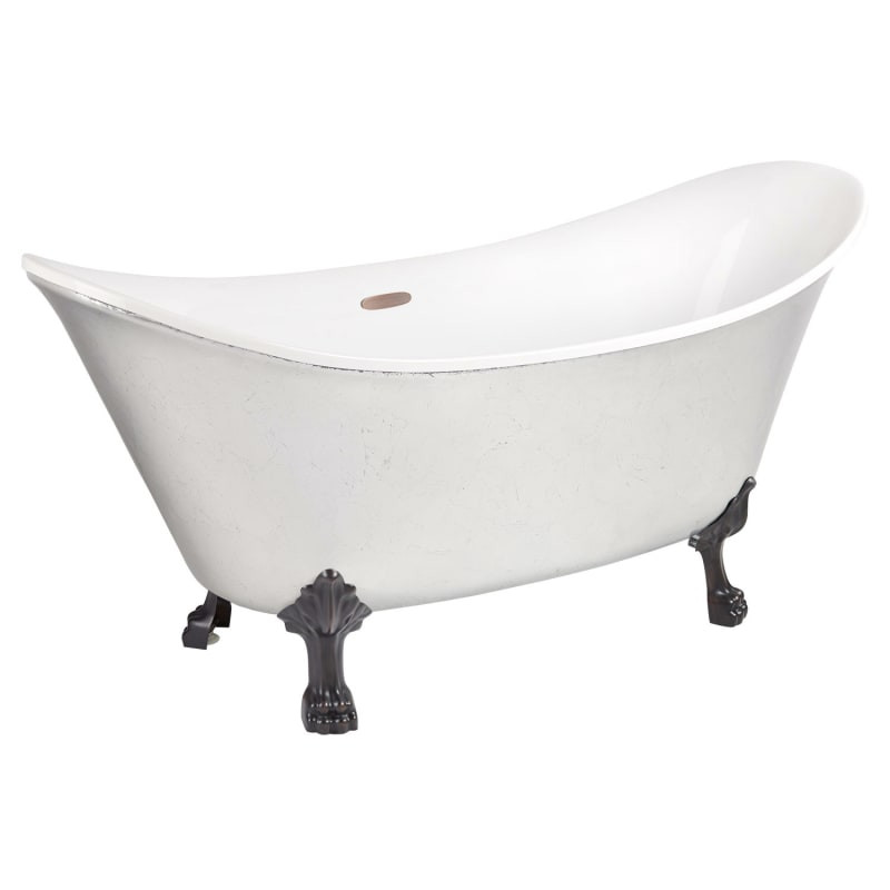 Signature Hardware 946775-68 Brenham 68" Acrylic Double-Slipper Clawfoot Soaking Tub with Integrated | Build.com, Inc.