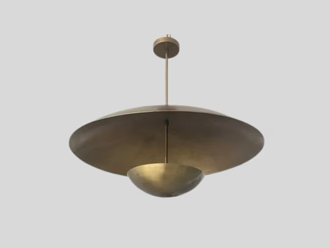 3 Light Modern Italian Brass Pendent Flush Mount Chandelier Double Disk Shade - Inspired Lighting... | Etsy (US)