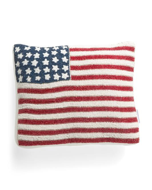 12x15 Beaded Americana Flag Pillow | TJ Maxx