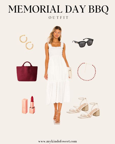 Loving this white dress from Revolve and sandal heels from Shopbop. With a red lip and red bag from Bloomingdale’s, you’ll be ready for your Memorial Day BBQ. #LTKStyleTip #LTKParties

#LTKSeasonal