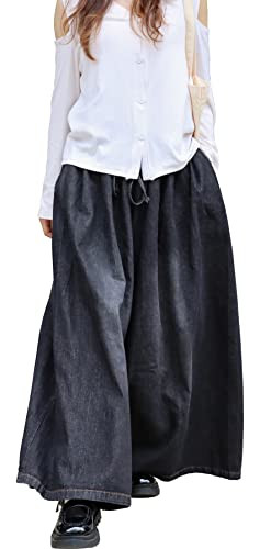 EXPOING Extra Wide Leg Denim Pants for Women Long Jeans Elastic Waist with Pockets Plus Size Loos... | Amazon (US)