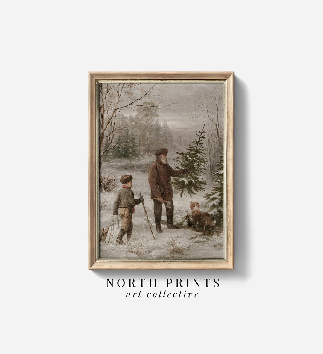 Country Christmas Vintage Painting Winter Rustic Wall Art Holiday Decor PRINTABLE Digital W62 (Do... | Etsy (US)