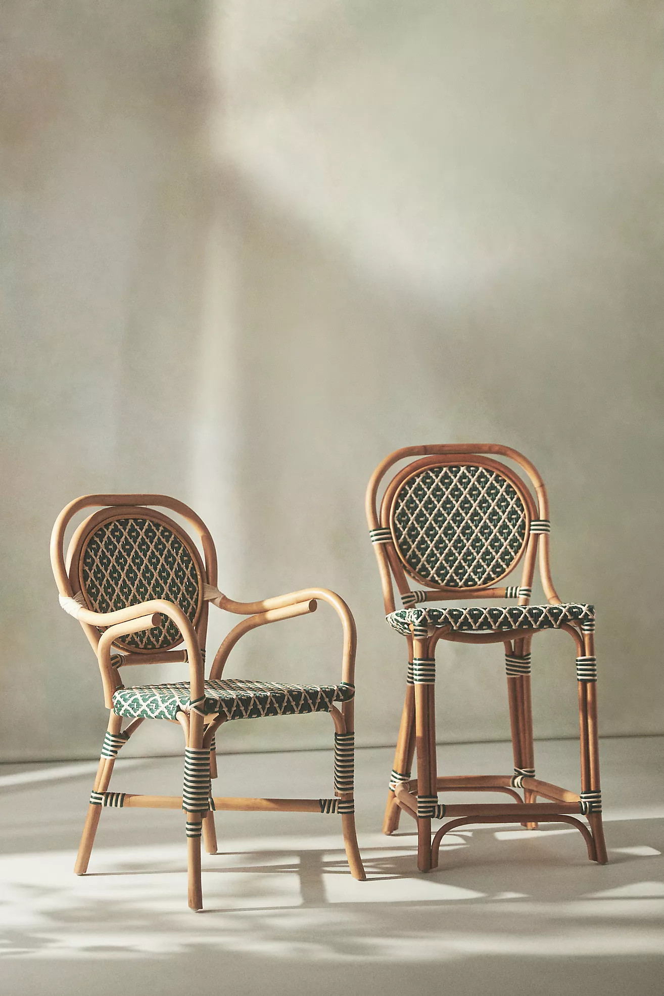 Coastal Rattan Indoor/Outdoor Bistro Chairs, Set of 2 | Anthropologie (US)