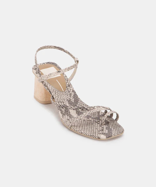 ZYDA HEELS IN STONE SNAKE PRINT LEATHER | DolceVita.com