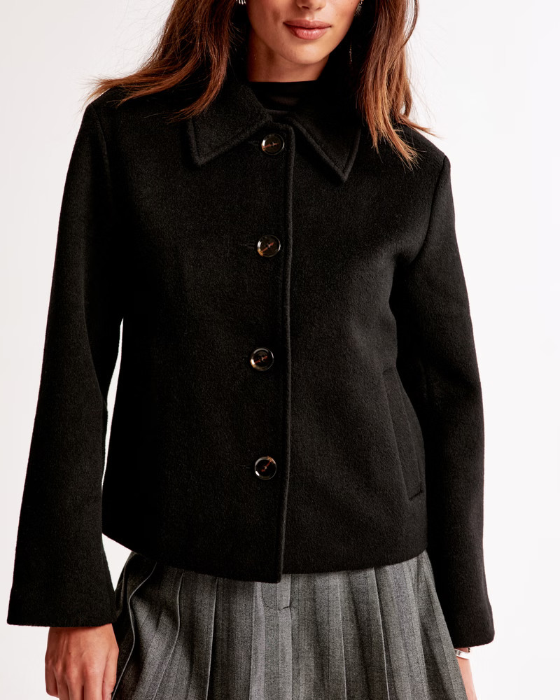 Wool-Blend Short Coat | Abercrombie & Fitch (US)
