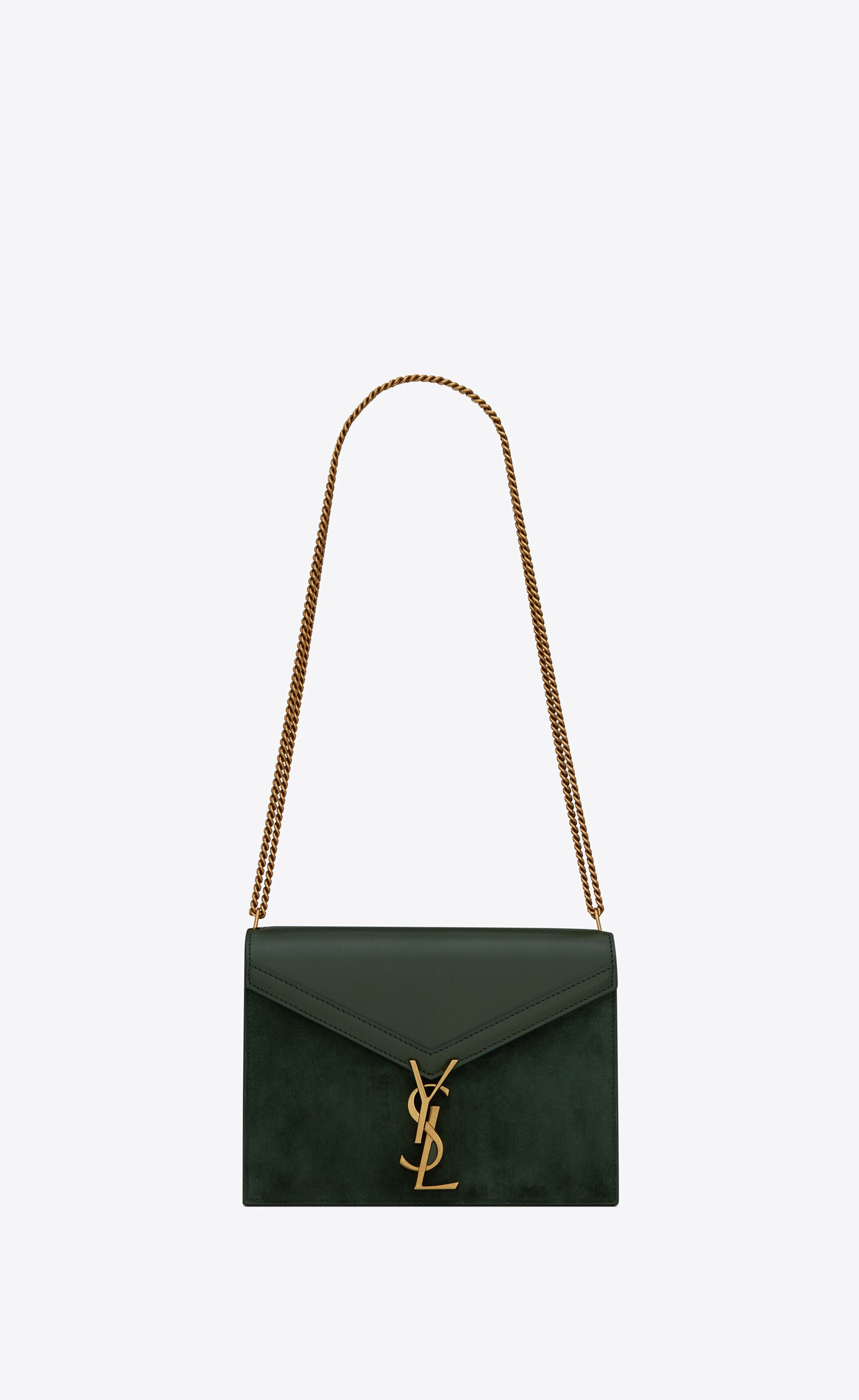 Cassandra Medium Chain Bag In Box Saint Laurent Leather And Suede Green One Size | Saint Laurent Inc. (Global)