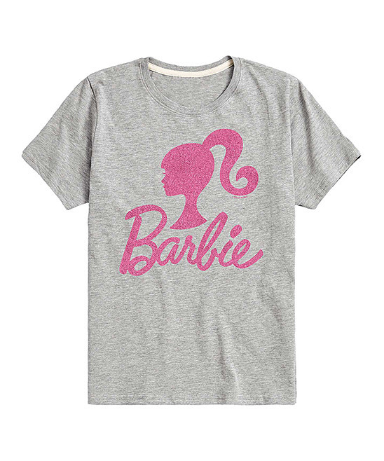Hybrid Barbie Tee Shirts ATHLETIC - Athletic Heather 'Barbie' Glitter Logo Tee - Toddler & Kids | Zulily