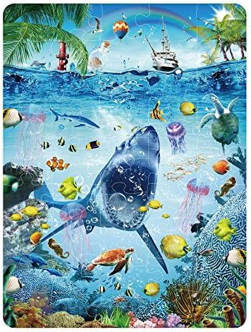 Kids Puzzle for Kids Ages 4-8 Ocean Floor Puzzle/Underwater Shark Pattern Design Puzzle/Raising C... | Amazon (US)