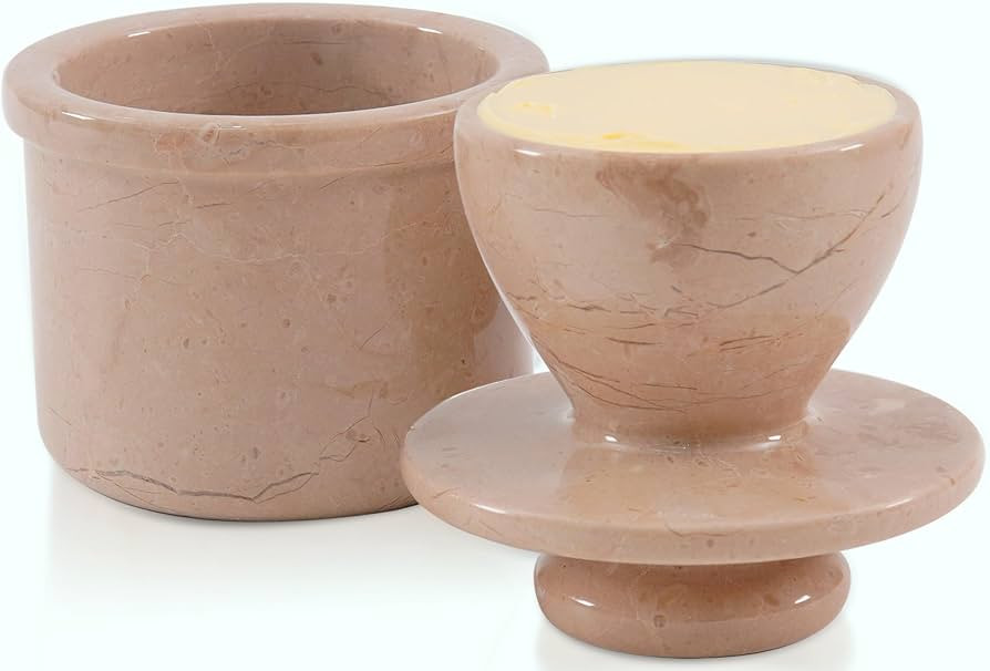 Radicaln Butter Dish Keeper Brown Handmade Marble Cold Crock Butter Holder Pot - French Style Dee... | Amazon (US)