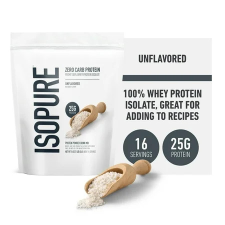 Isopure Zero Carb 100% Whey Protein Isolate Powder, Unflavored, 25g Protein, About 16 Servings | Walmart (US)