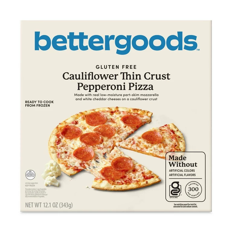 bettergoods Gluten-Free Cauliflower Thin Crust Pepperoni Pizza, 12.1 oz (Frozen) | Walmart (US)