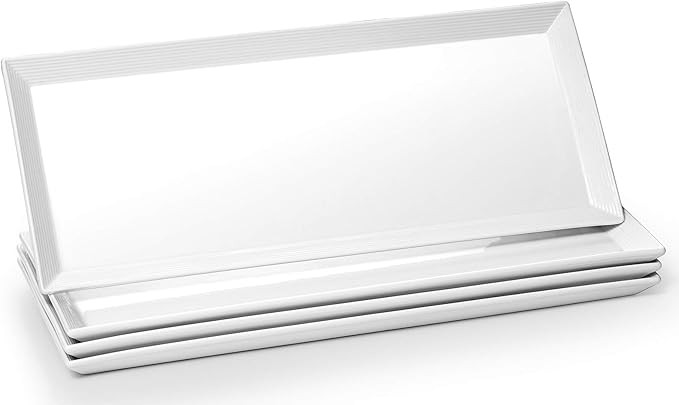 DOWAN Large Serving Platter -14.5 Inches Serving Plates, White Rectangle Platters Oven Safe, Serv... | Amazon (US)