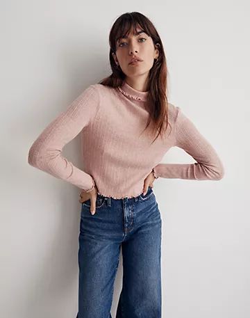 Ribbed Long-Sleeve Turtleneck Crop Top | Madewell