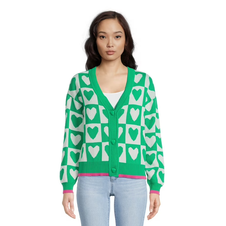 99 Jane Street Women's Long Sleeve V-Neck Button Front Cardigan - Walmart.com | Walmart (US)