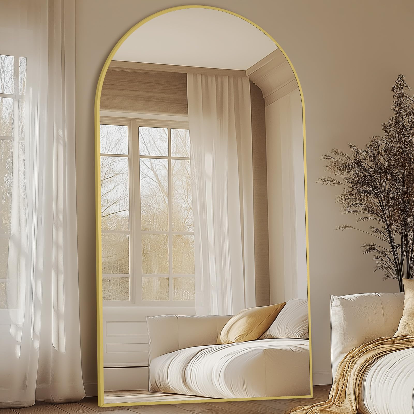 MELOMOIR 82"x44" Oversized Floor Mirror Freestanding, Arched Full Length Mirror for Bedroom Livin... | Amazon (US)