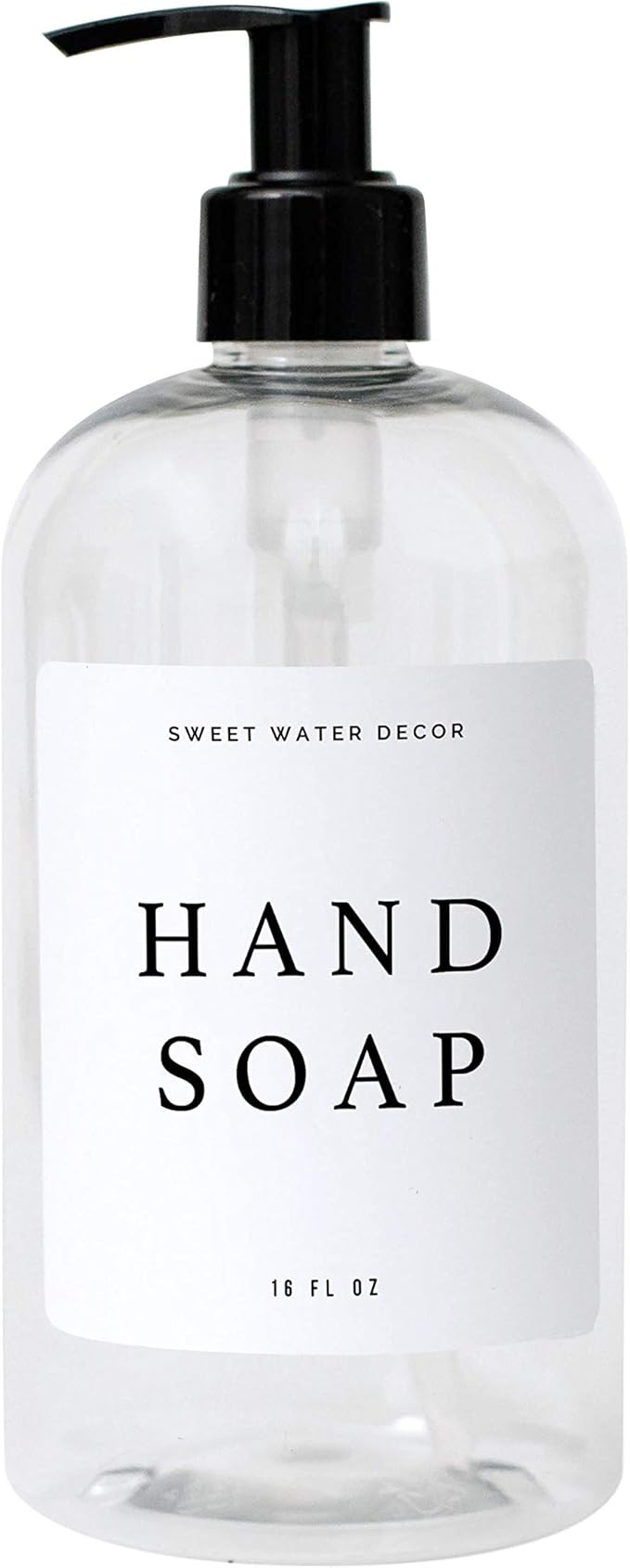 Sweet Water Decor Clear Plastic Jar | Refill Hand Soap Dispenser | 16 oz Refillable Bottle with P... | Amazon (US)