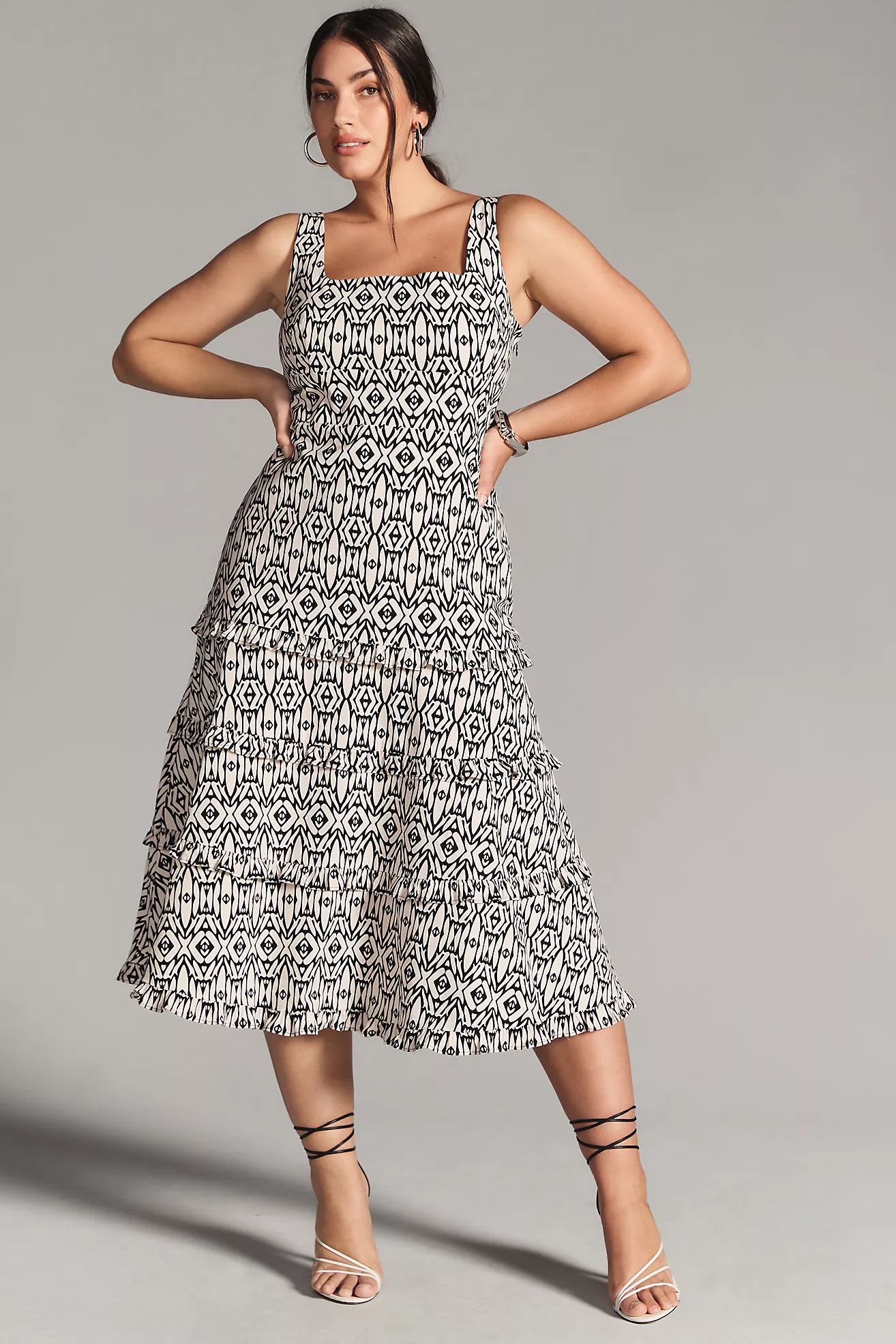The Blythe Square-Neck Tiered Dress | Anthropologie (US)
