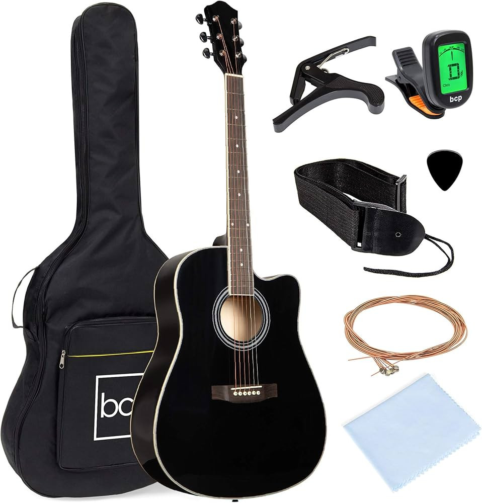 Best Choice Products 41in Beginner Acoustic Guitar Full Size All Wood Cutaway Guitar Starter Set ... | Amazon (US)