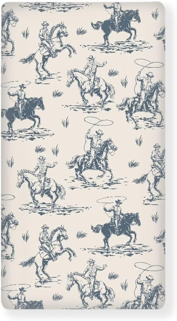 Cowboys Horse Western Fitted Crib Sheet Vintage West Desert Standard Crib Mattress Fitted Sheet A... | Amazon (US)