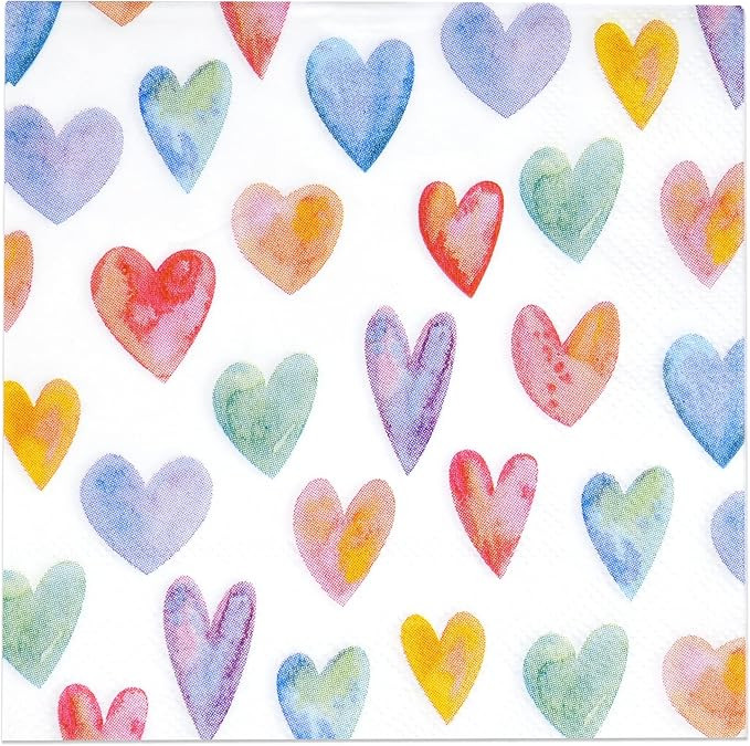 100 Colorful Heart Cocktail Beverage Napkins Disposable Paper Love Hearts Dessert Napkin for Spri... | Amazon (US)