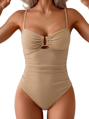 Eomenie One Piece Swimsuit for Women Tummy Control Ruched Bathing Suit Cutout U Wire Swim Suits | Amazon (US)