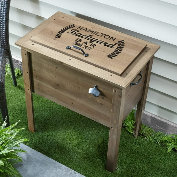 Personalized Backyard Bar Wooden Beverage Cooler | Walmart (US)