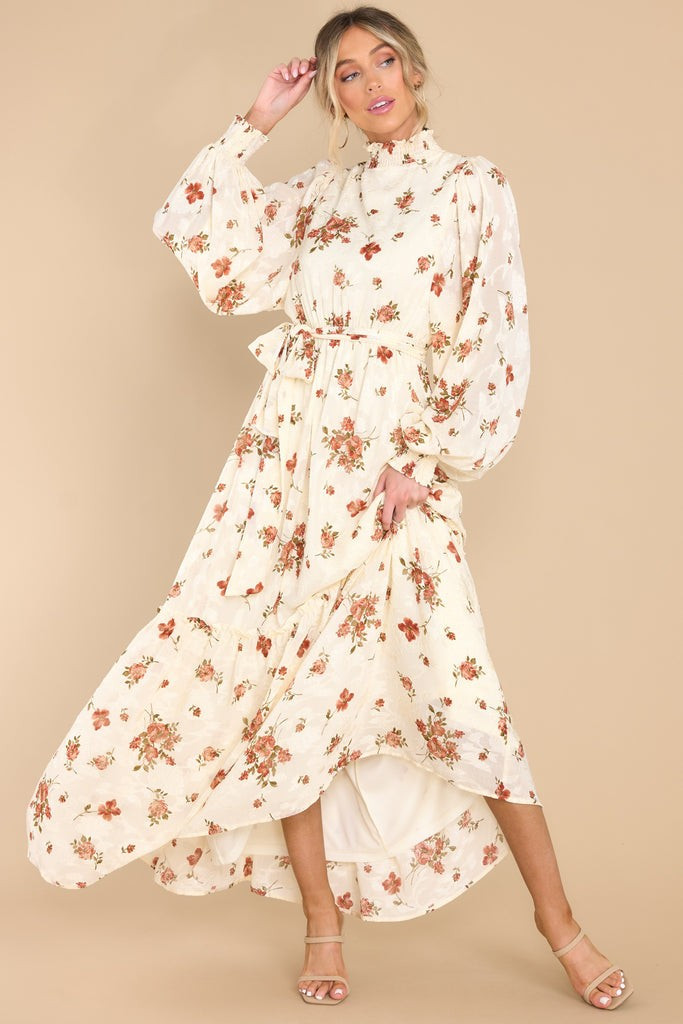 Love Is In The Air Ivory Floral Print Dress | Red Dress 