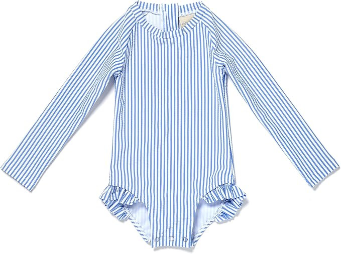 Coast & Crest Baby and Toddler Girl Long Sleeve Rash Guard One Piece Swimsuit | Amazon (US)