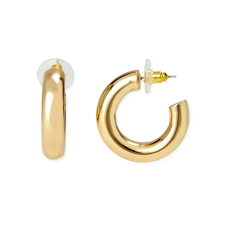 Scoop Womens Women's 14KT Gold Flash-Plated Hoop Earrings | Walmart (US)