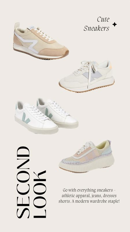 Four of my favorite cute sneakers. A go-with-anything wardrobe staple that give perfect casual cool vibes to any outfit. 