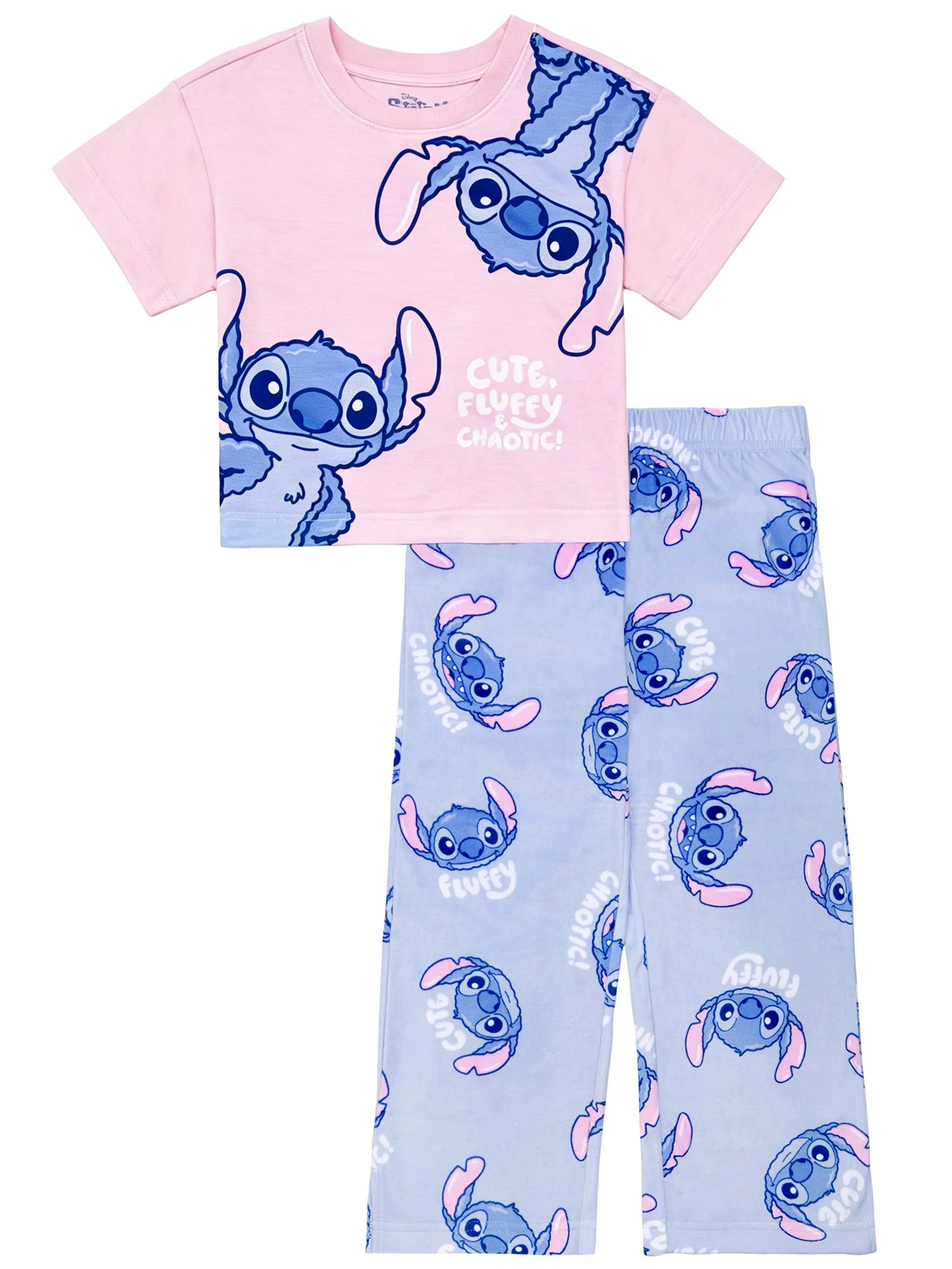 Lilo & Stich Girls Short Sleeve Top and Pant Pajama Set, 2-Piece, Sizes 4-16 | Walmart (US)