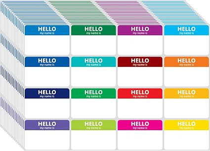 400 Pcs Name Tags Colorful Sticker-16 Colors (3"x2") Hello My Name is Peel & Stick Identification... | Amazon (US)