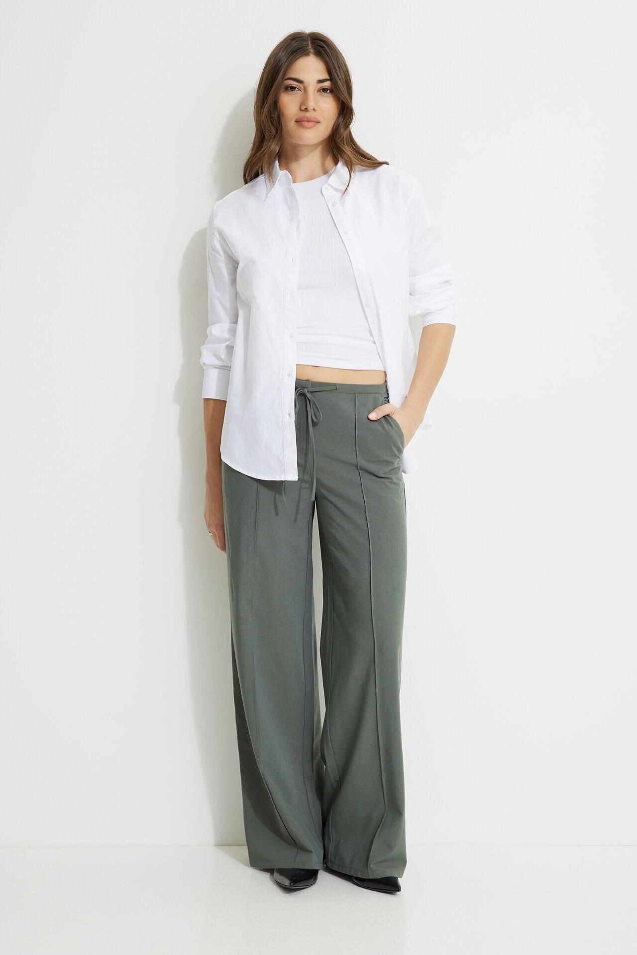 Drawstring Wide Leg Pants | Dynamite Clothing