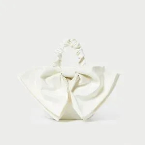 NWT Loeffler Randall Sierra Mini Satin Clutch Bag with Oversized Bow in Cream | Poshmark