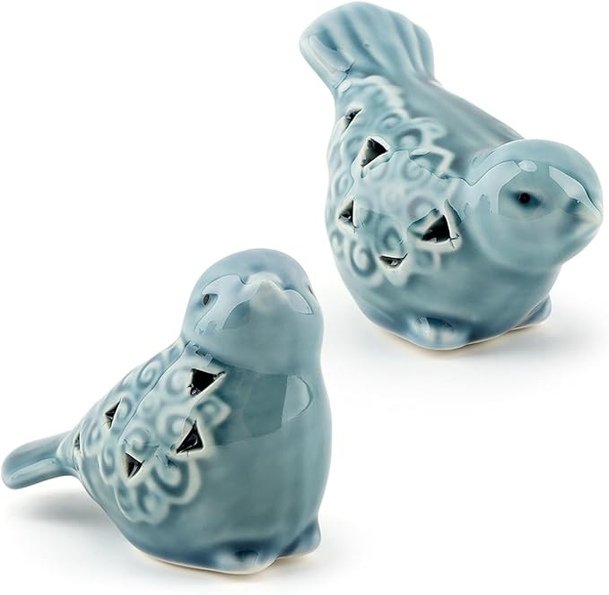 Pair of Blue Bird for Home Decor, Farmhouse Ceramic Bird Statue Sculpture Birds Ornaments, Small ... | Amazon (US)