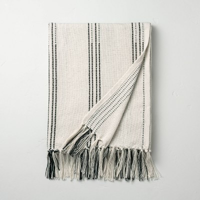 Stitch Stripes Summer Fringe Throw Black/White - Hearth & Hand™ with Magnolia | Target