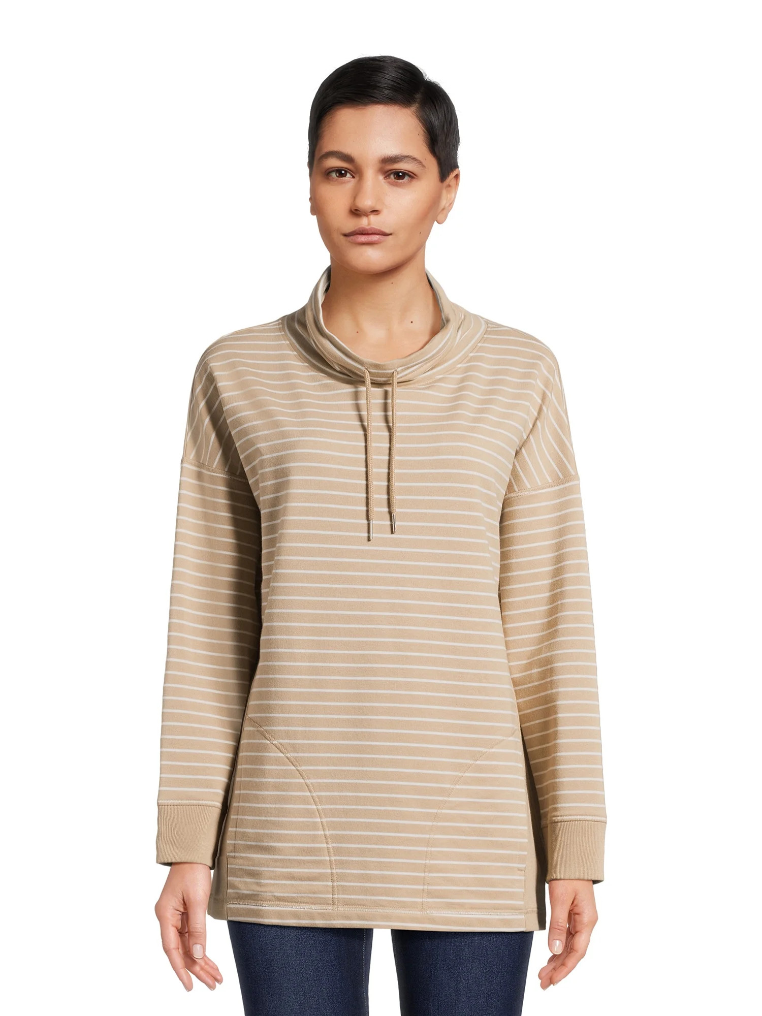 Time and Tru Women’s Cowl Neck Tunic Sweatshirt, Sizes XS-XXXL | Walmart (US)
