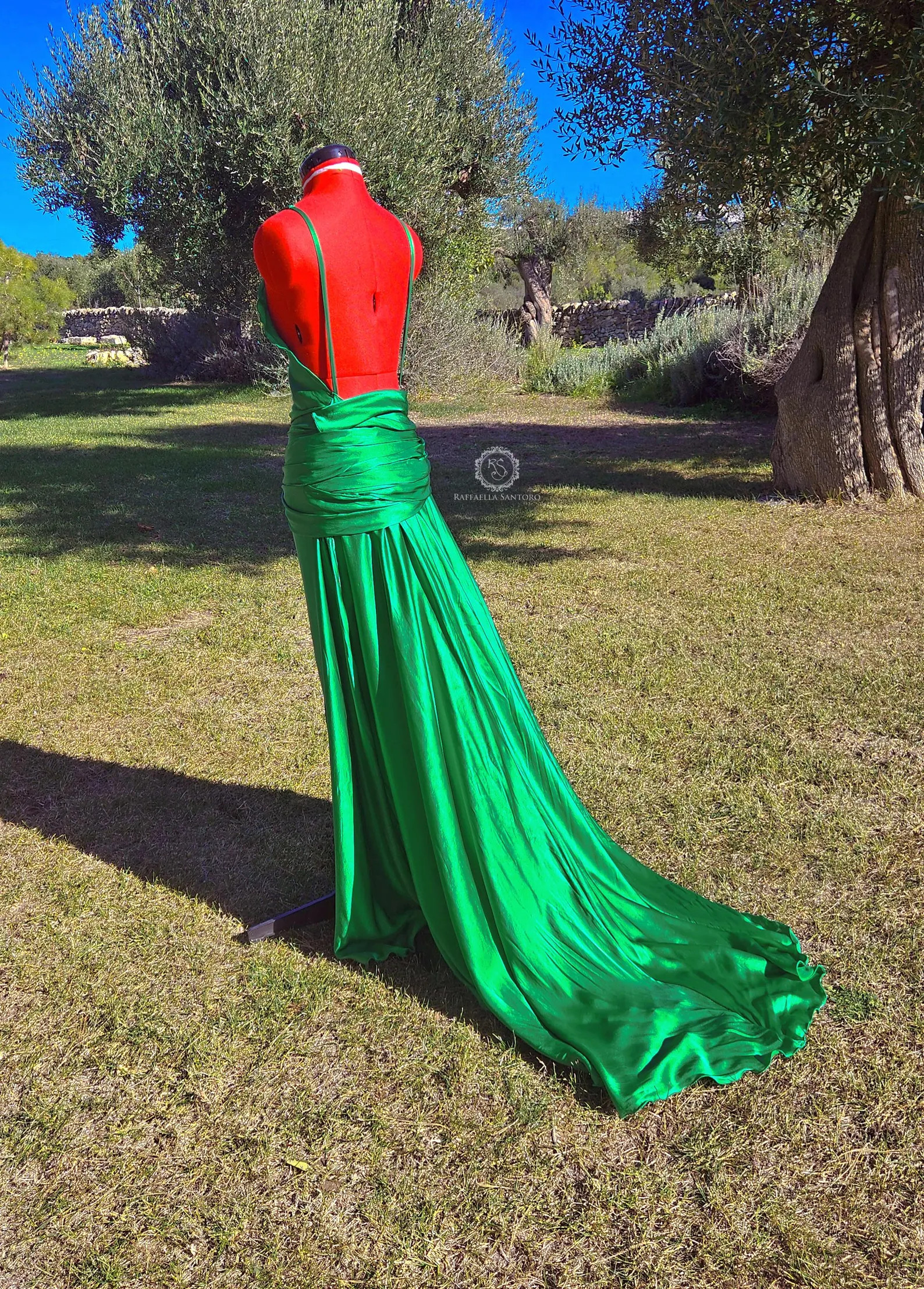 Silk Green Dress, Wedding Silk Dress, Romantic Dress, Long Train Dress , Elegant Silk Dress, Aton... | Etsy (US)