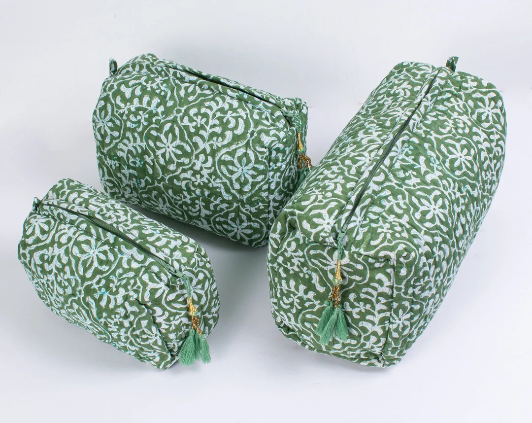 Set of 3 Cotton Makeup Bag Cotton Toilet Bag Toiletry Bags - Etsy | Etsy (US)