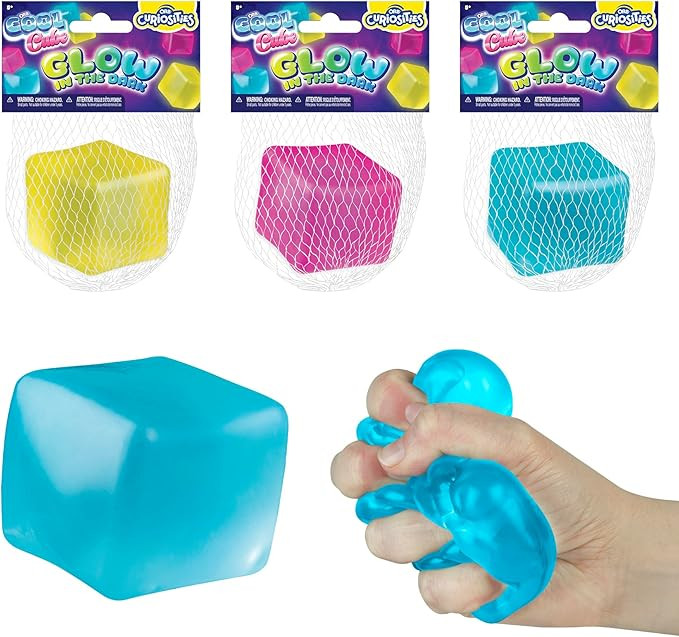 ORB Curiosities Cool Cubes Glow in The Dark Stress Cube Toys 3 Pack - Fun, Glowing, Slow Rising S... | Amazon (US)