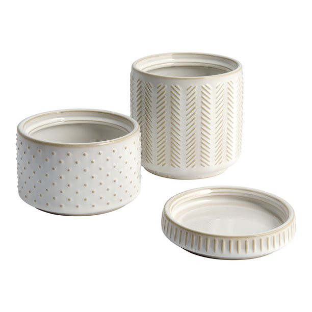 3-Piece Textured Ceramic Stackable Jar Set in Creamy White, Better Homes & Gardens - Walmart.com | Walmart (US)