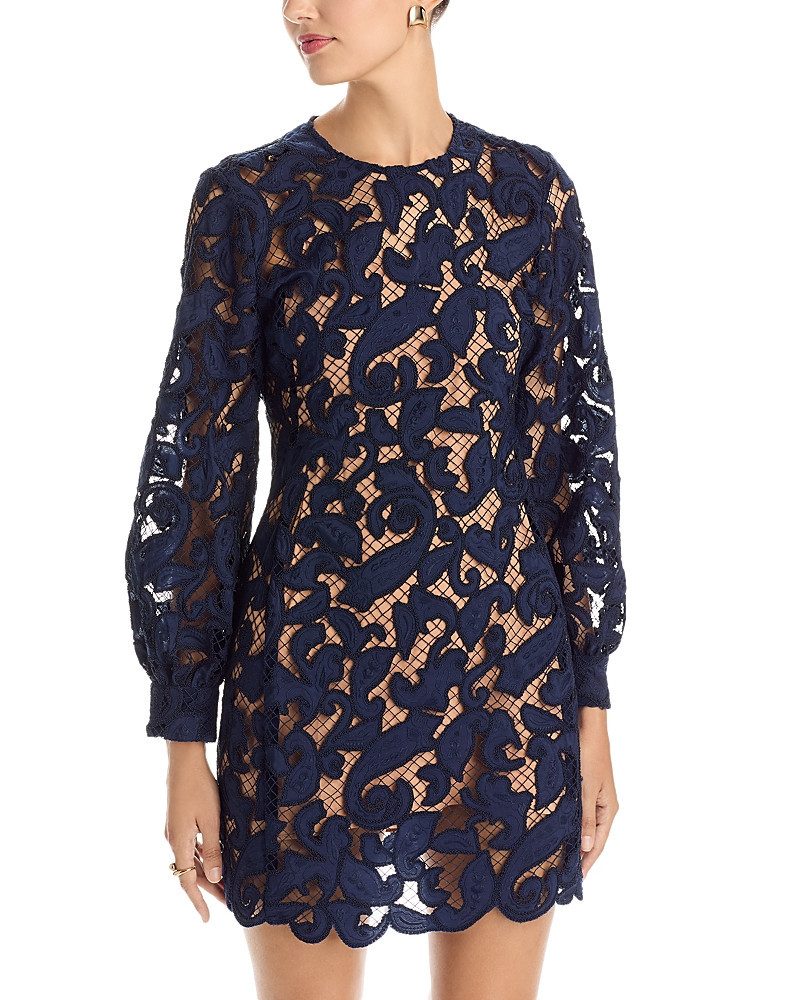 Michael Michael Kors Lace Long Sleeve Mini Dress | Bloomingdale's (US)