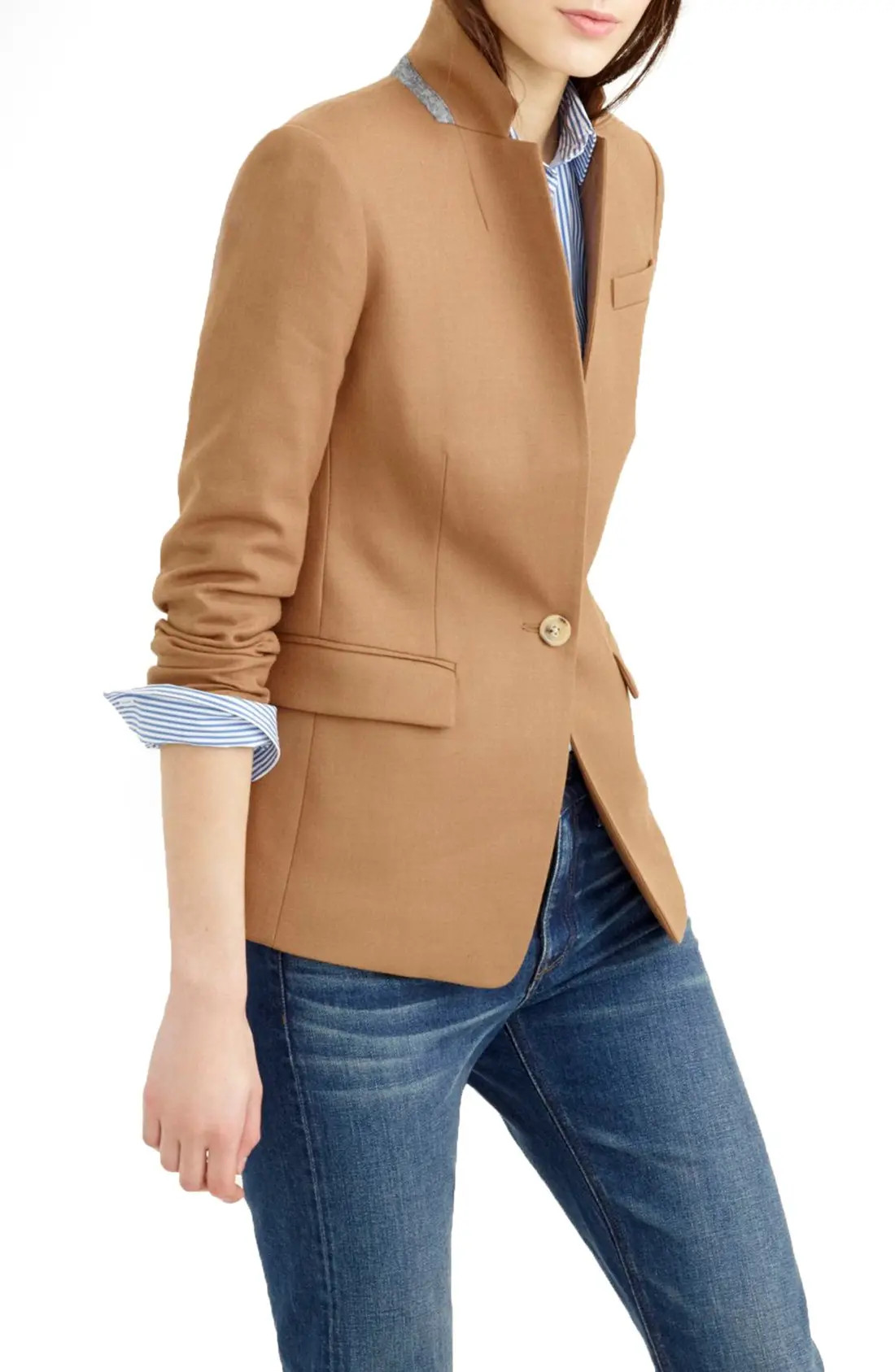 Women's J.crew Regent Stand Collar Blazer, Size 8 - Brown | Nordstrom
