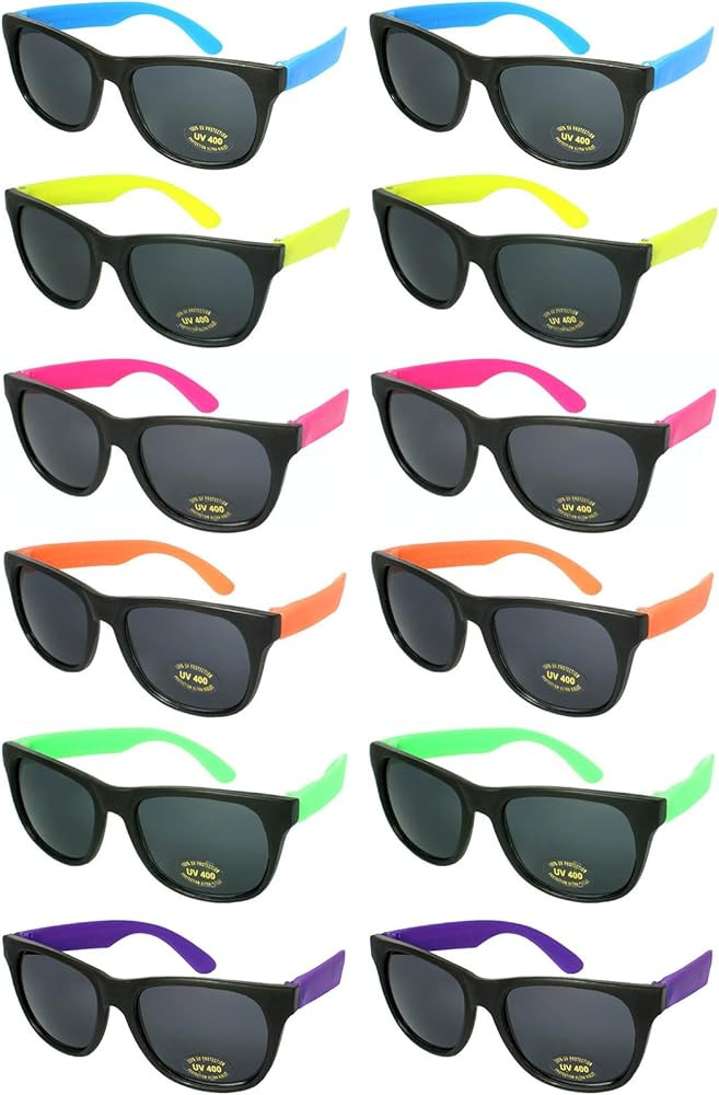 Edge I-Wear 12 Bulk 80s Neon Party Sunglasses for Adult Party Favors with CPSIA certified-Lead(Pb... | Amazon (US)