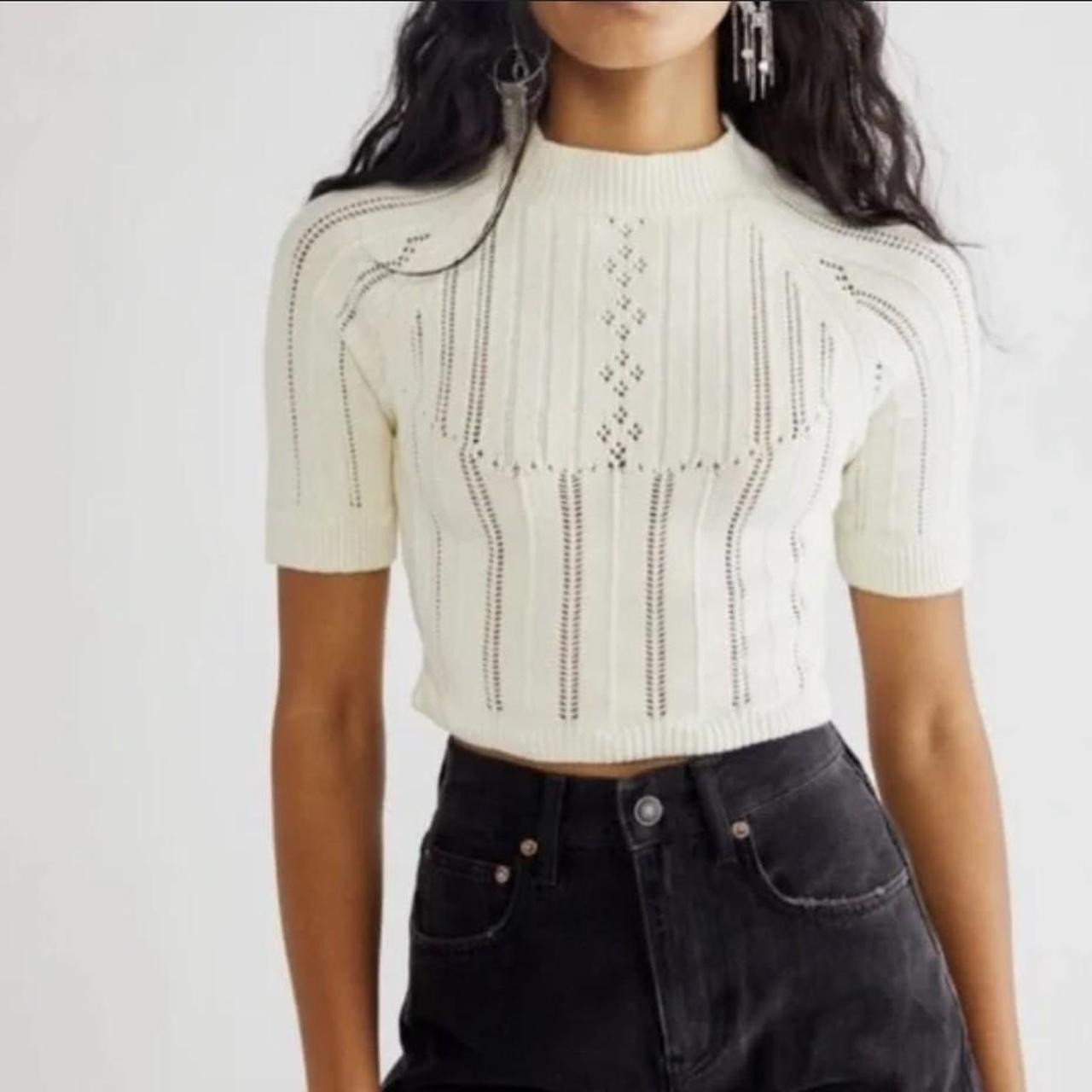 Free People Women's Crop top - Cream/White - 28D | Depop US