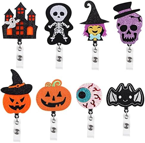 Kalolary Halloween Badge Reels, 8 Pieces Retractable Nurse Badge Holder with Alligator Clip Pumpk... | Amazon (US)