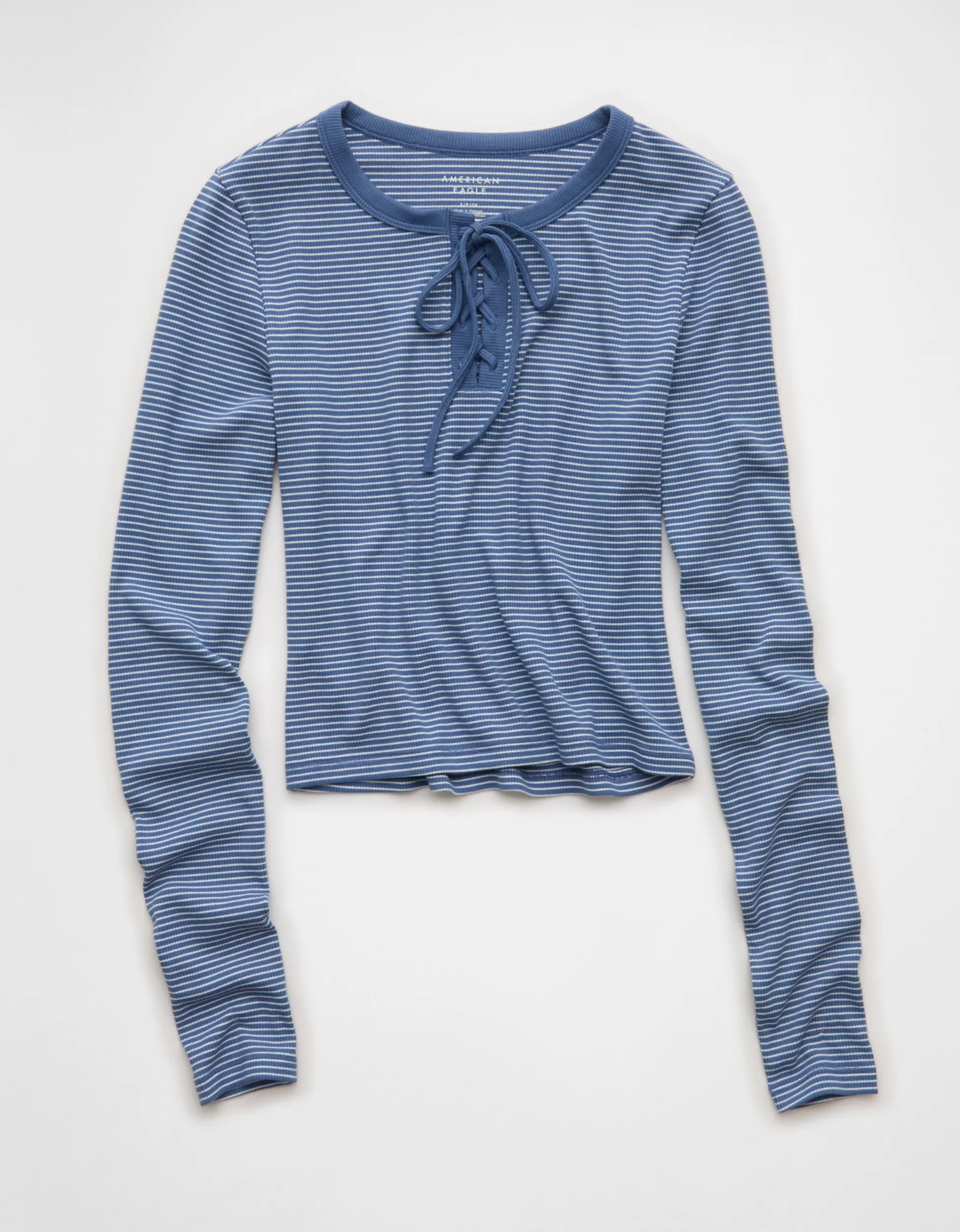 AE Cropped Long-Sleeve Lace-Up T-Shirt | American Eagle Outfitters (US & CA)