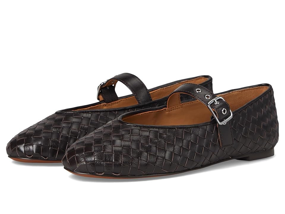 Madewell The Remy Mary Jane Flat in Woven Leather Women's Shoes Dark Carob: 9.5 M | Zappos.com