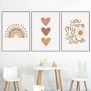 Amazon.com: You Are My Sunshine Canvas Wall Art Nursery Art Print Heart Rainbow Nursery Wall Art ... | Amazon (US)