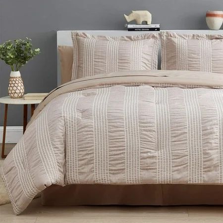 Bedsure King Comforter Set 8 Piece Bed in A Bag Stripes Seersucker Soft Lightweight Down Alternative | Walmart (US)